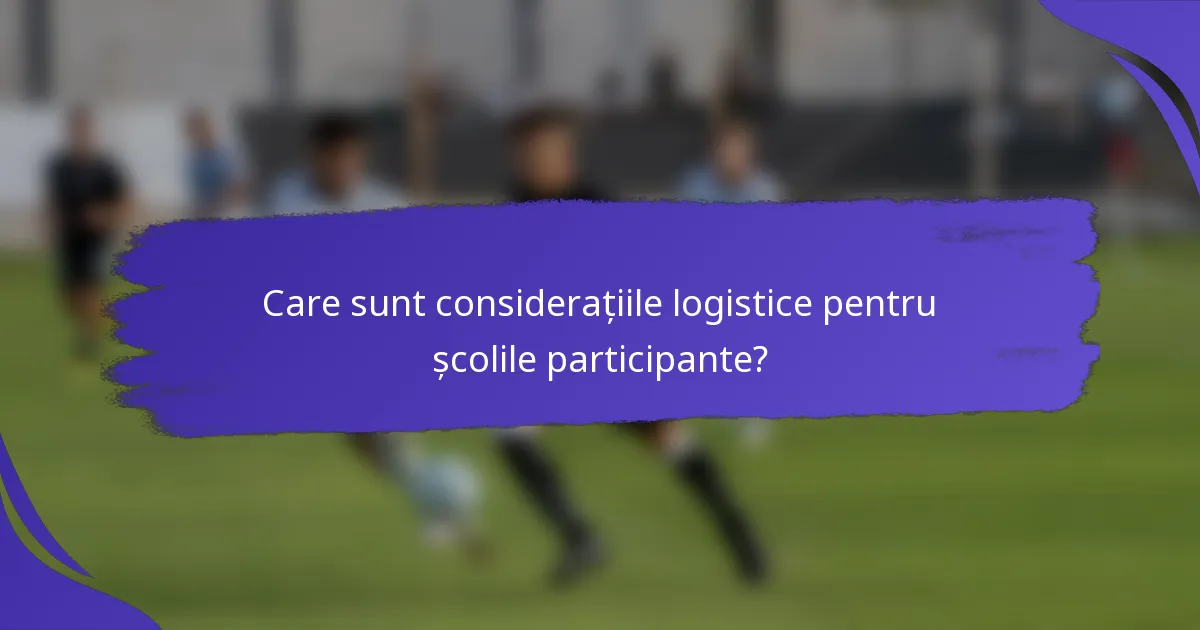 Care sunt considerațiile logistice pentru școlile participante?