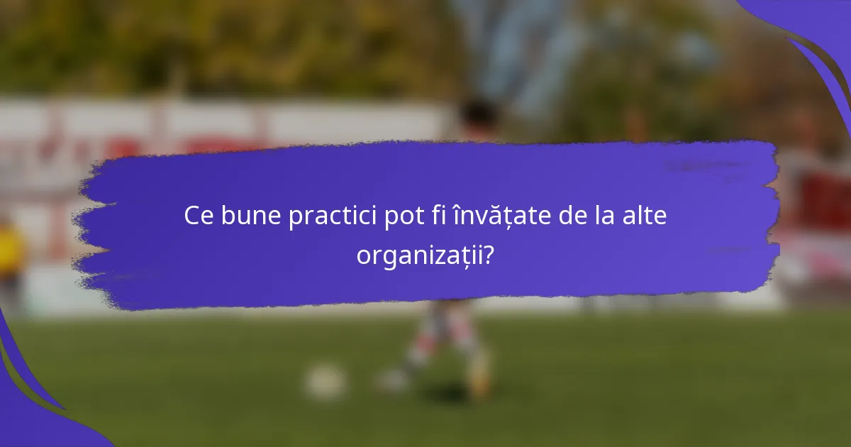 Ce bune practici pot fi învățate de la alte organizații?