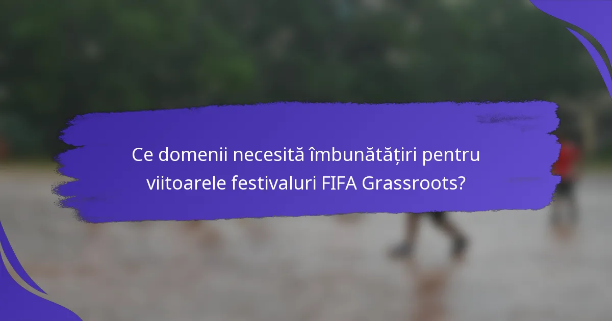 Ce domenii necesită îmbunătățiri pentru viitoarele festivaluri FIFA Grassroots?