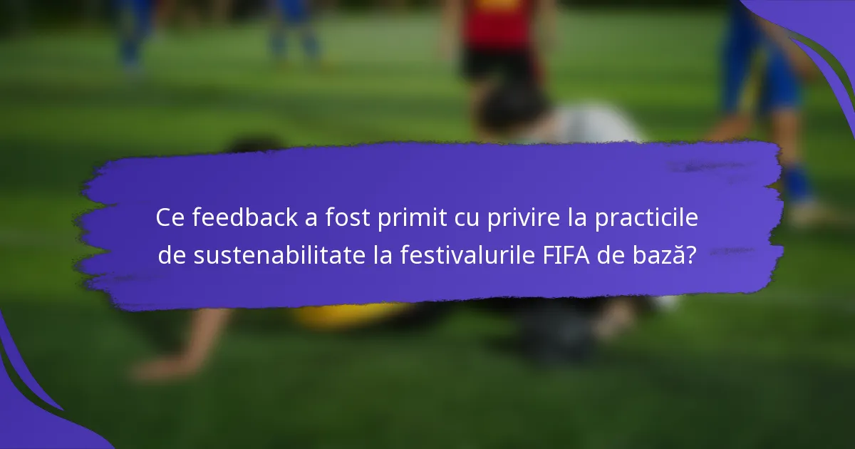 Ce feedback a fost primit cu privire la practicile de sustenabilitate la festivalurile FIFA de bază?
