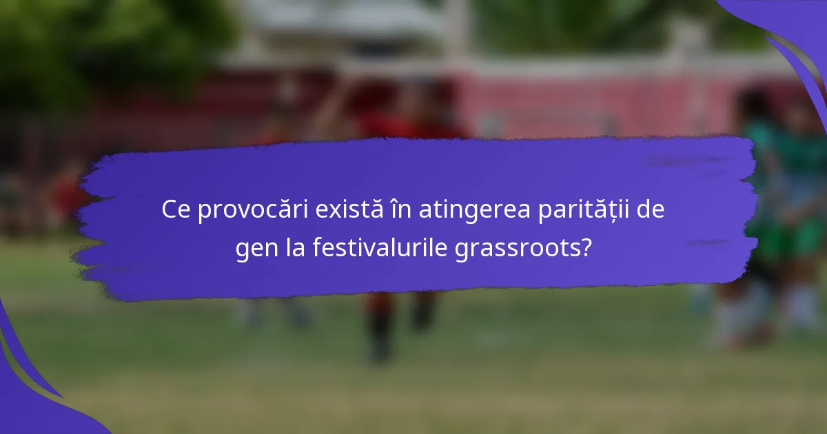 Ce provocări există în atingerea parității de gen la festivalurile grassroots?