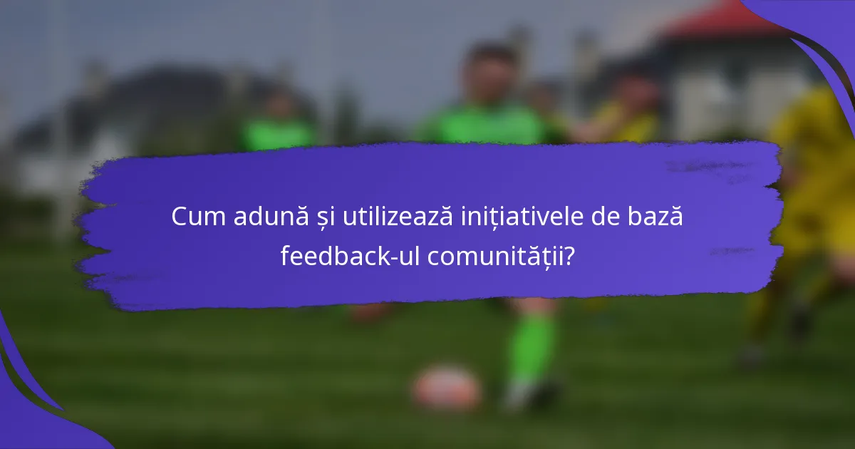Cum adună și utilizează inițiativele de bază feedback-ul comunității?